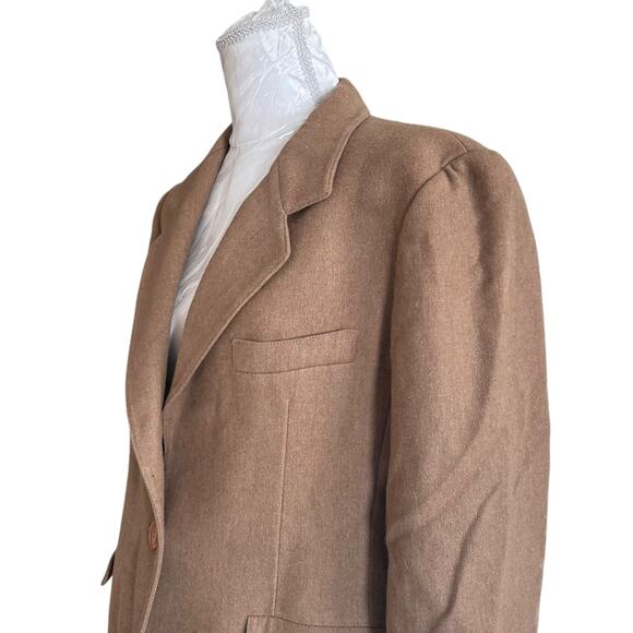 Vintage Evan Picone 100% Wool Tan Blazer Womens Sz 12 Single Breasted Academia - Picture 7 of 13